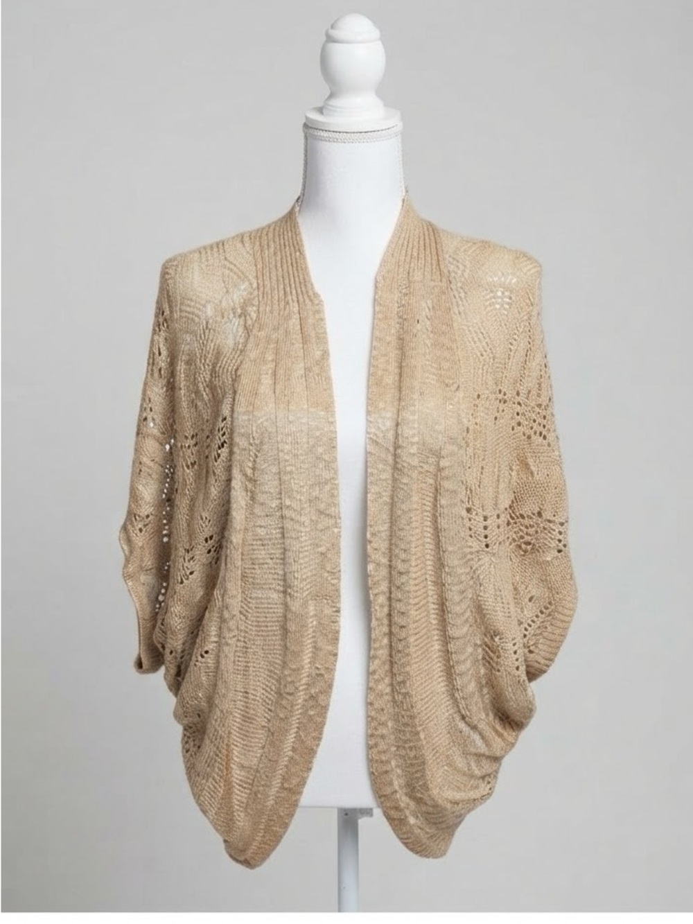 NWT Democracy Open Front Crochet Lace Back Cocoon Cardigan L